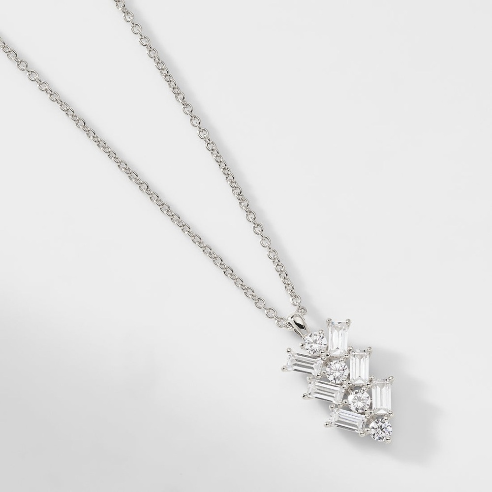 Nadri Pave The Way Baguette CZ Pendant in Silver NWT
